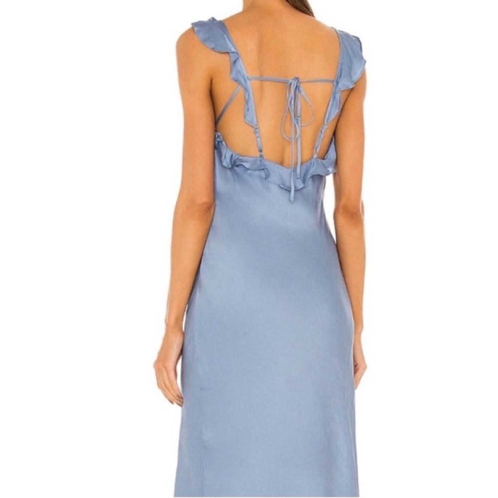 ASTR the Label Bryna Ruffle Strap Satin Maxi Dress - Baby Blue - Picture 2 of 4